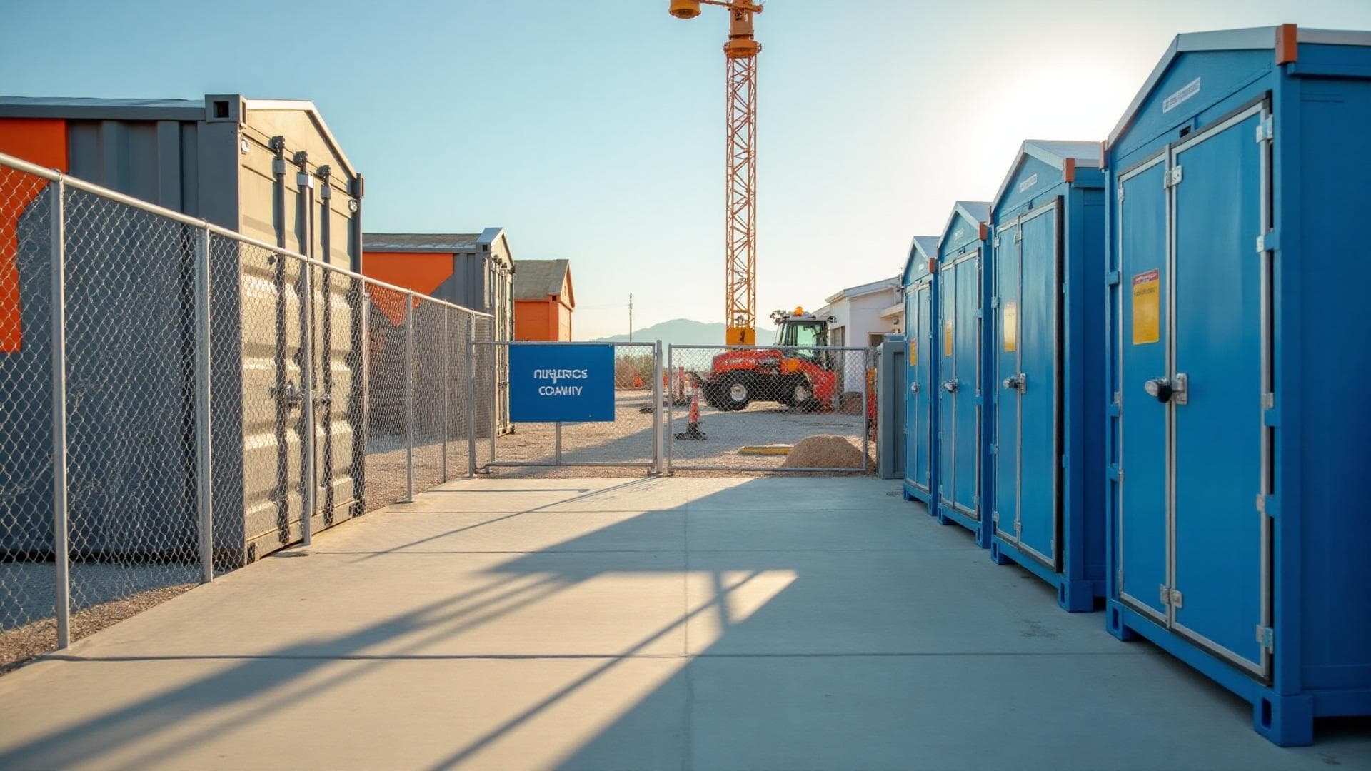Construction site with temporary fencing